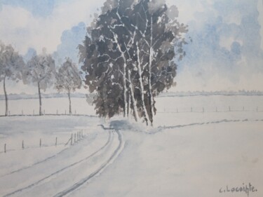 "paysage de neige" başlıklı Tablo Claude Lacointe tarafından, Orijinal sanat, Suluboya