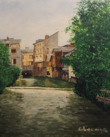 Painting titled "pont-audemer(eure)" by Claude Lacointe, Original Artwork, Acrylic