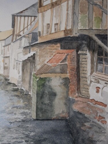 Painting titled "pont-audemer(eure n…" by Claude Lacointe, Original Artwork, Watercolor