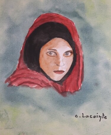 Painting titled "visage d'enfant(3)" by Claude Lacointe, Original Artwork, Watercolor