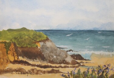 Painting titled "la plage" by Claude Lacointe, Original Artwork, Watercolor