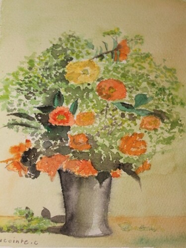 Peinture intitulée "bouquet de fleurs (…" par Claude Lacointe, Œuvre d'art originale, Aquarelle