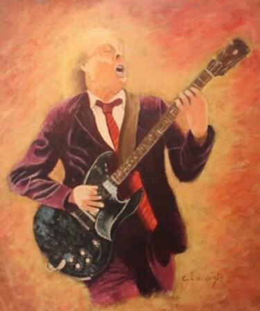 Painting titled "angus youn(acdc)" by Claude Lacointe, Original Artwork, Acrylic