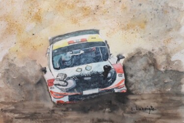 Painting titled "rallye" by Claude Lacointe, Original Artwork, Watercolor