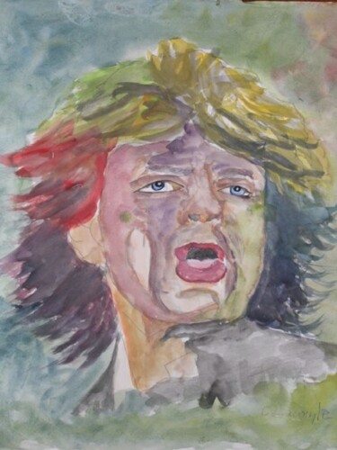 Painting titled "mick jagger (2)" by Claude Lacointe, Original Artwork, Watercolor