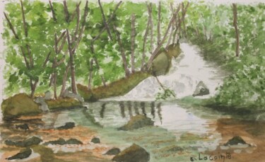 绘画 标题为“la cascade” 由Claude Lacointe, 原创艺术品, 水彩