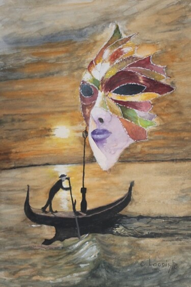 Malerei mit dem Titel "venise" von Claude Lacointe, Original-Kunstwerk, Aquarell