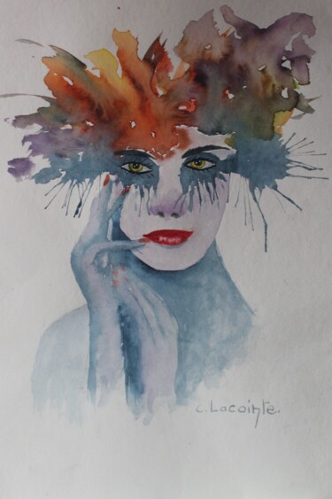 Painting titled "abstrait(8)" by Claude Lacointe, Original Artwork, Watercolor