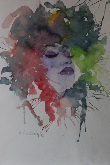 Painting titled "abstrait(5)" by Claude Lacointe, Original Artwork, Watercolor
