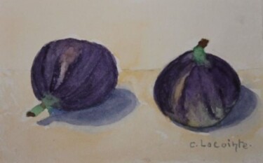 Painting titled "les figues" by Claude Lacointe, Original Artwork, Watercolor