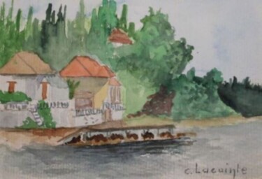 Painting titled "corfou" by Claude Lacointe, Original Artwork, Watercolor