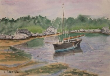 Peinture intitulée "le voilier" par Claude Lacointe, Œuvre d'art originale, Aquarelle