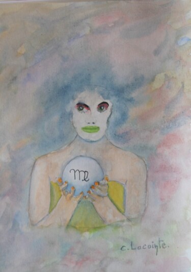 Painting titled "vierge" by Claude Lacointe, Original Artwork, Watercolor