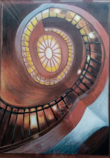 Painting titled "Tournure2" by Claude Lali, Original Artwork, Pastel Mounted on Other rigid panel