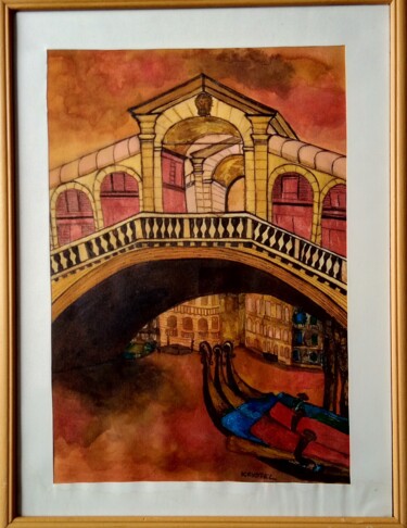 Painting titled "VeniseZéro" by Claude Lali, Original Artwork, Ink Mounted on Other rigid panel