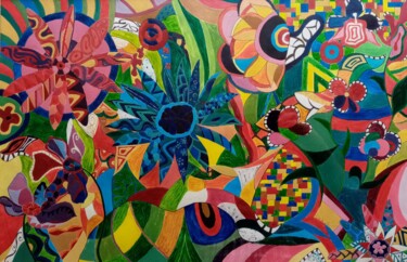 Pintura intitulada "Flocons" por Claude Lali, Obras de arte originais, Acrílico Montado em Outro painel rígido