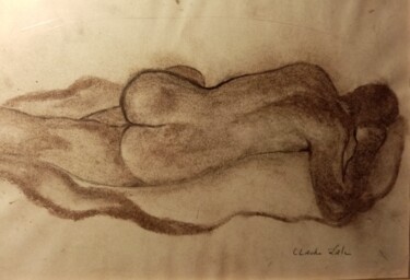 Drawing titled "Côté" by Claude Lali, Original Artwork, Charcoal