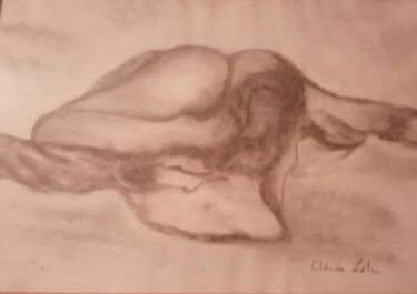 Zeichnungen mit dem Titel "Loin" von Claude Lali, Original-Kunstwerk, Kohle