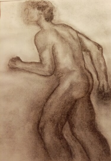 Drawing titled "Runner" by Claude Lali, Original Artwork, Charcoal