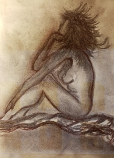 Drawing titled "Coiffe" by Claude Lali, Original Artwork, Charcoal