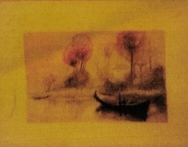 Dibujo titulada "Paysage" por Claude Lali, Obra de arte original, Tinta