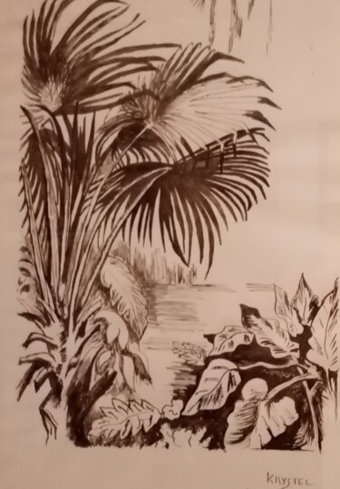 Zeichnungen mit dem Titel "Tropique" von Claude Lali, Original-Kunstwerk, Tinte