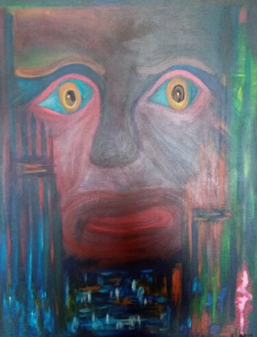 Schilderij getiteld "Vision" door Claude Lali, Origineel Kunstwerk, Acryl Gemonteerd op Frame voor houten brancard