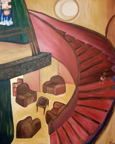 Картина под названием "Salon" - Claude Lali, Подлинное произведение искусства, Акрил Установлен на Деревянная рама для носил…