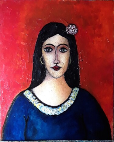 Painting titled "Arlésienne" by Claude Lamamy, Original Artwork, Oil