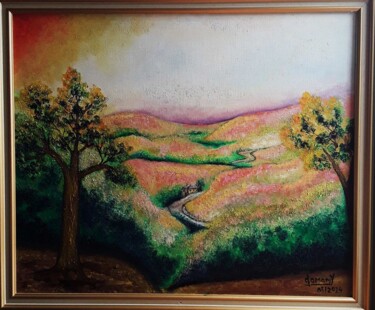 Картина под названием "la vallée de la cre…" - Claude Lamamy, Подлинное произведение искусства, Масло Установлен на Деревянн…