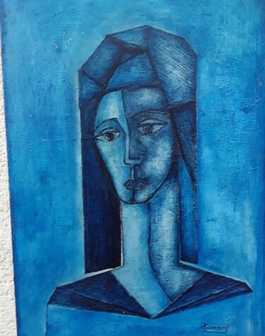 Peinture intitulée "portrait de femme" par Claude Lamamy, Œuvre d'art originale, Huile
