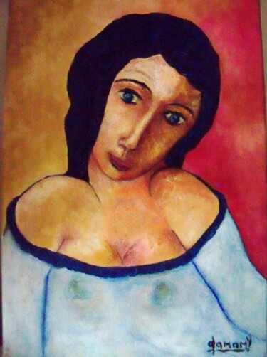 Peinture intitulée "VISAGE DE FEMME" par Claude Lamamy, Œuvre d'art originale, Huile
