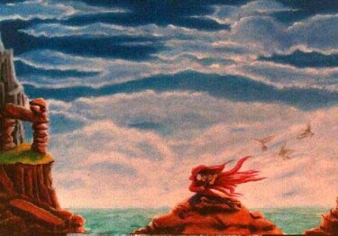 Peinture intitulée "Le musicien" par Claude Langevin (Cloud Rabbit), Œuvre d'art originale, Huile