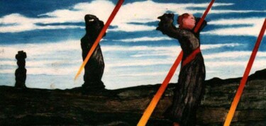 Pittura intitolato "Ésotérisme" da Claude Langevin (Cloud Rabbit), Opera d'arte originale, Olio