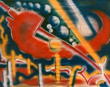 Painting titled "Graffiti" by Claude Langevin (Cloud Rabbit), Original Artwork