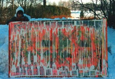 Peinture intitulée "Installation d'hiver" par Claude Langevin (Cloud Rabbit), Œuvre d'art originale, Huile