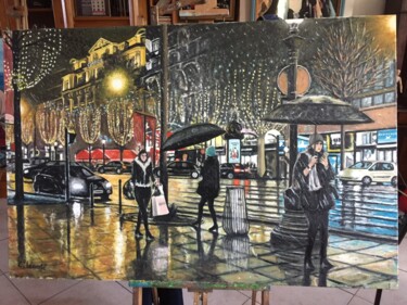 Malerei mit dem Titel "Champs-Elysées" von Claude Léauté, Original-Kunstwerk, Öl