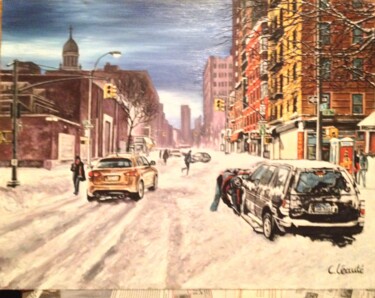 Peinture intitulée "New York neige" par Claude Léauté, Œuvre d'art originale