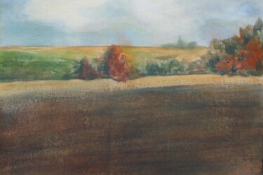 Painting titled "campagne 3" by Claude Legrain, Original Artwork, Tempera Mounted on Wood Panel