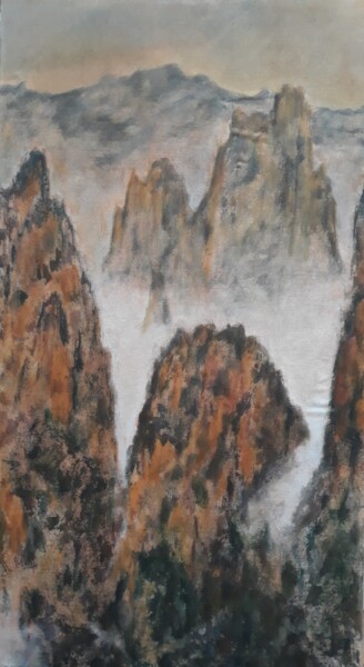 Painting titled "chine 22" by Claude Legrain, Original Artwork, Tempera Mounted on Wood Panel