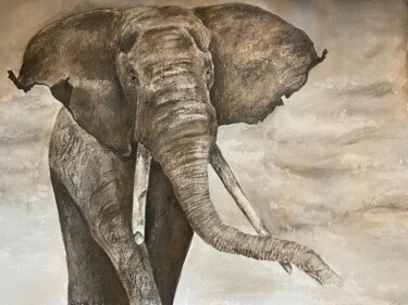 Painting titled "elephant" by Claude Legrain, Original Artwork, Watercolor