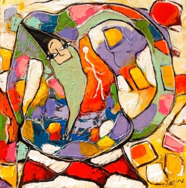 Pintura titulada "Les mains derriere…" por Claude Lépine, Obra de arte original, Acrílico Montado en Bastidor de camilla de…