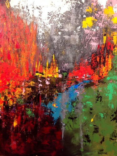 Ζωγραφική με τίτλο "Imaginaire abstract…" από Claude Lépine, Αυθεντικά έργα τέχνης, Ακρυλικό Τοποθετήθηκε στο Ξύλινο φορείο…