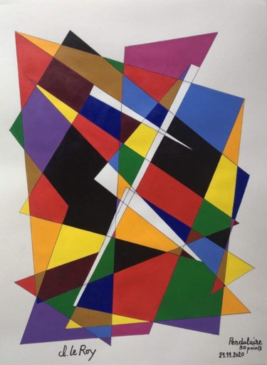 Painting titled "A22 - STRUCTURE PEN…" by Claude Le Roy, Original Artwork, Acrylic Mounted on Plexiglass