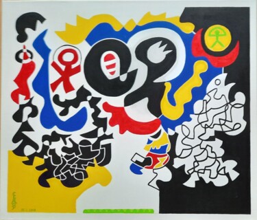 Painting titled "N.23 - Sans Titre 1…" by Claude Le Roy, Original Artwork, Acrylic Mounted on Wood Stretcher frame