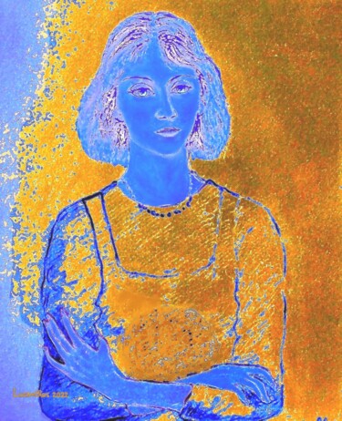 Digital Arts titled "MISS-CATHY-BLUE" by Lucenthos, Original Artwork, Digital Painting