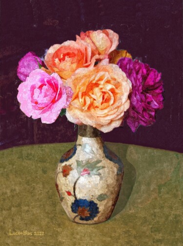 Digitale Kunst mit dem Titel "Le vase émaillé" von Lucenthos, Original-Kunstwerk, Digitale Malerei