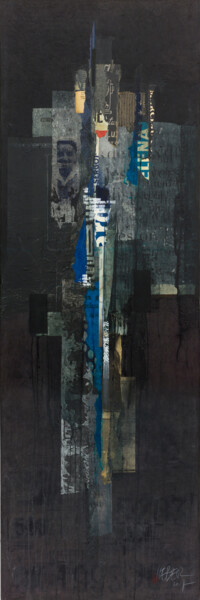 Collages titled "Totem #14" by Claude Lieber, Original Artwork, Collages