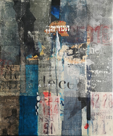 Collages titled "Aqua Blue" by Claude Lieber, Original Artwork, Collages