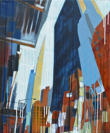 Painting titled "« W57st » 73 x 60 c…" by Claude Manché, Original Artwork, Acrylic Mounted on Wood Stretcher frame